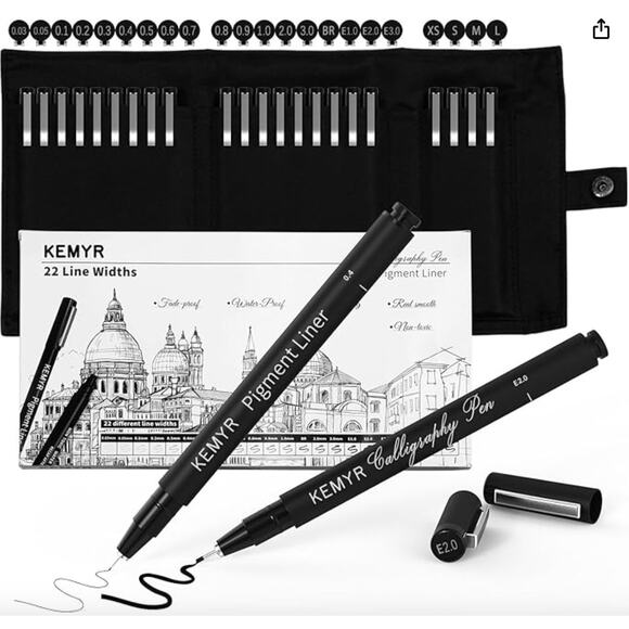 Micro Fine liner Drawing Art Pens Calligraphy Pens: 22 Calligraphy Pens - Picture 1 of 8